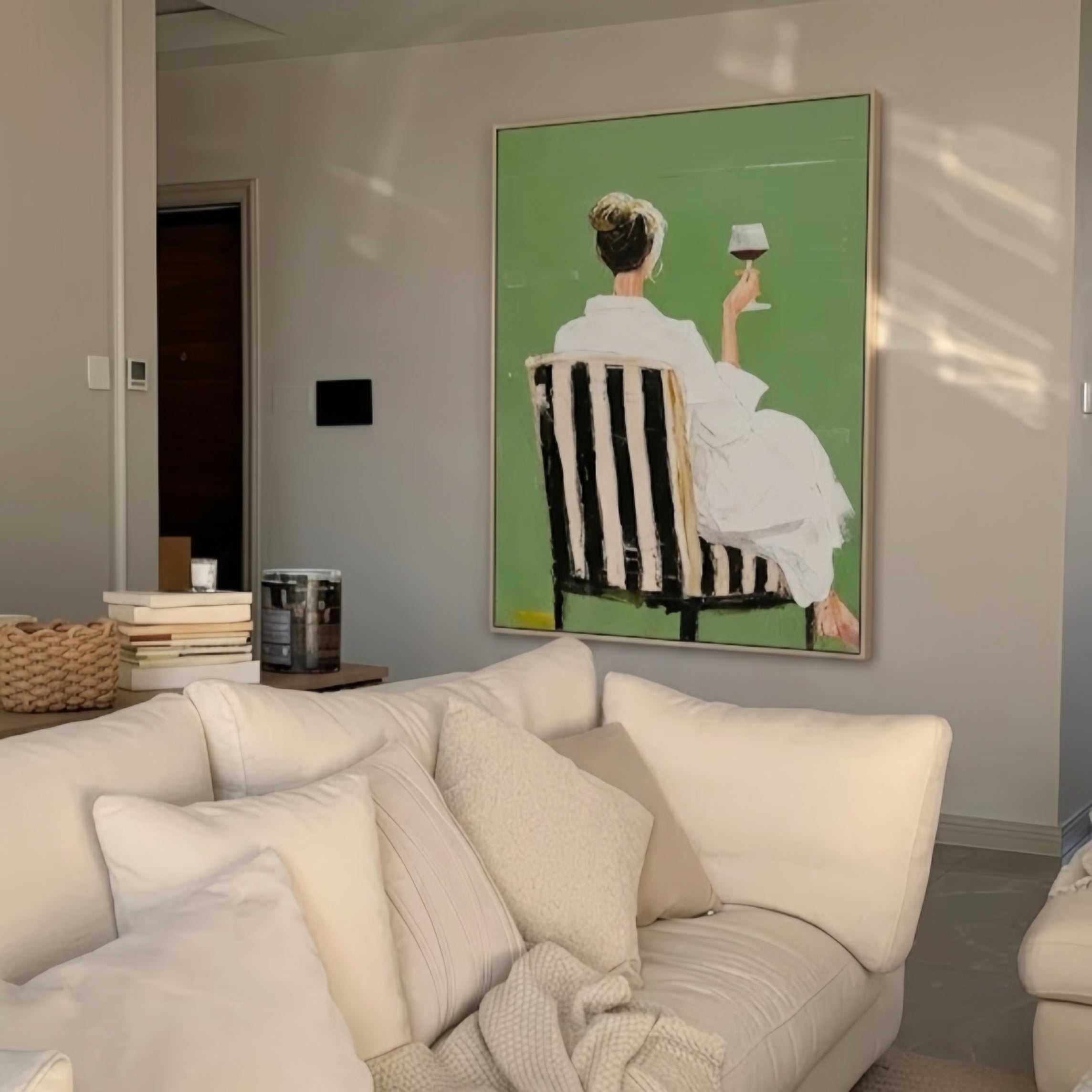 Sage Green & White Fashion Portrait Painting KS0162 - Viral Wall Art